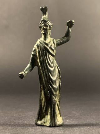 Fantastic Ancient Roman Bronze Statuette Of God Minerva Wisdom Circa.  100 - 300 Ad