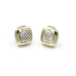 David Yurman Sterling Silver & 18k Yellow Gold French Clip Earrings 836b - 9