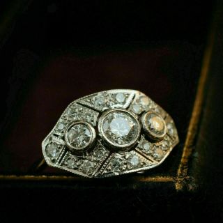 Vintage Edwardian Art Deco Engagement Wedding Ring 2.  50 Ct Diamond 14k Gold Over