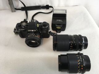 Vtg 80s Minolta X - 700 35mm Slr Mps Camera Md 50mm 1:2 Lens Japan Bundle