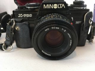 Vtg 80s Minolta X - 700 35mm SLR MPS Camera MD 50mm 1:2 Lens Japan Bundle 2