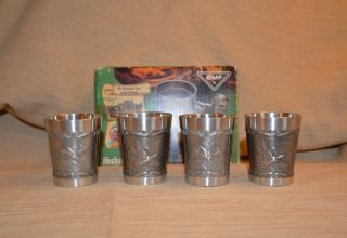 Vintage Pewter Shot Cups,  Set Of 4,  Made In Western Germany