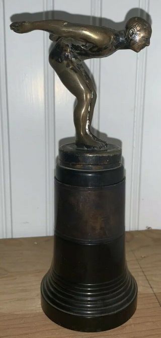 Vintage Swimming Trophy Bronze Topper Wallace Trophy Swimmer