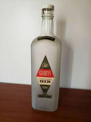 Vintage Gilbey’s Gin 18 " 90 Proof Gallon Bottle 1969