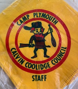 Vtg 1950s - 60s Camp Plymouth Boy Scout Staff Neckerchief Calvin Coolidge Council