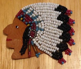 Vintage Native American Hand Made Beaded Pin