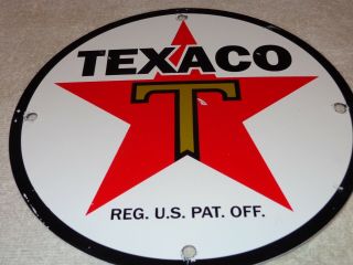 Vintage Texaco Star & Green T 9 " Porcelain Metal Gasoline & Oil Sign Pump Plate