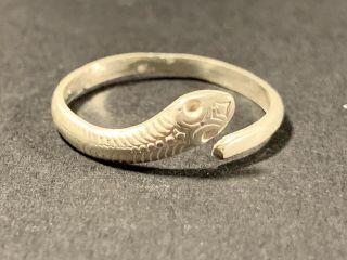Ancient Roman Solid Silver Senatorial Serpent Ring Very Rare - Circa 100bc - 100ad