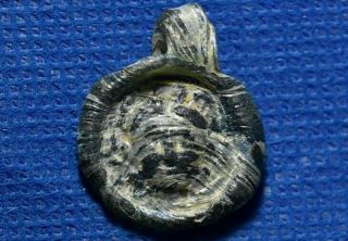 Ancient Late Roman - Early Byzantine 4 - 6 Century Ad Glass Medusa Amulet Pendant.