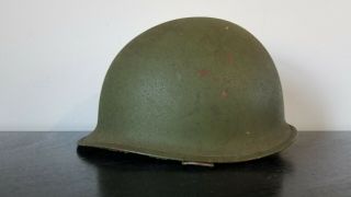 U.  S.  Military M1 Steel Helmet With Liner Post Ww2 Vietnam Rear Seam