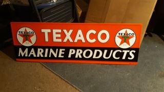 Texaco Marine Products (gas & Oil) Embossed Metal Sign,  14 " X 42 "