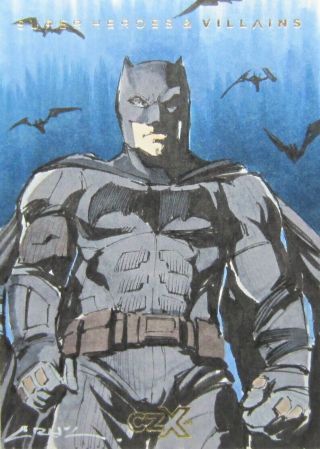 Cryptozoic Dc Czx Heroes And Villains 1/1 Sketch Batman By Andres Cruz