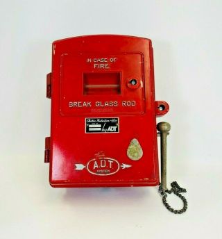 Vintage Adt System Fire Box Fire Alarm Break Glass In Case Of Fire