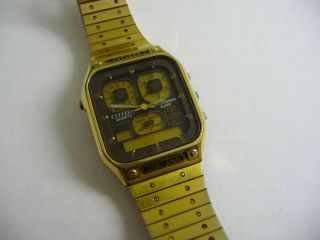 Vintage Citizen Quartz Alarm Chronograph Digi - Ana Wrist Watch; Gold Chrome; Lcd