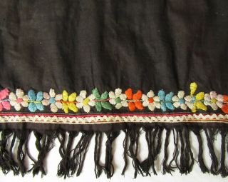 VINTAGE Slovak folk costume apron ethnic embroidery floral fringe kroj to repair 2