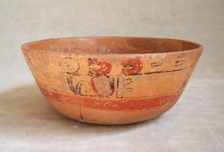 Pre - Columbian Mayan Polychrome Bowl,  C.  600 - 900 Ad