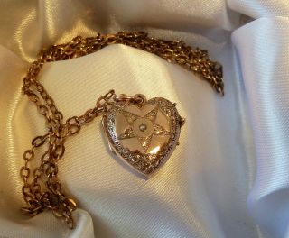 Antique Rosegold Rg/gf Locket/pendant C1920 Ornate W/chain Delightful