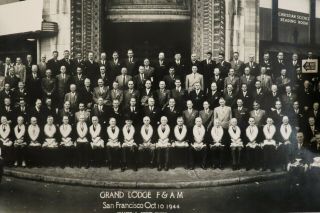 1944 Yard Long Masonic Panorama Photo Grand Lodge F&am Temple 39 " Walter A Scott