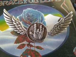 Grateful Dead Wings Jerry Garcia Hand Pin.  925 Sterling Silver.  One Of A Kind.
