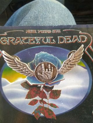 grateful dead wings Jerry Garcia hand pin.  925 Sterling silver.  One of a kind. 3