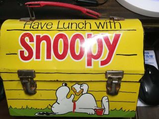 Vintage 1968 " Have Lunch With Snoopy " Metal Dome Lunch Box