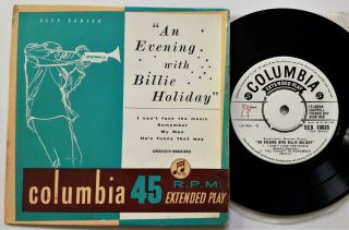 Billie Holiday - An Evening With.  7 " Ep 1956 1st Uk Press Columbia Seb 10035