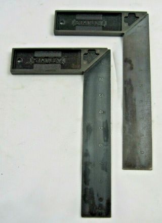 Two (2) Vintage Stanley No.  1 - 10 " Cast Iron Try & Miter Squares