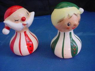 Rare Vintage Christmas 3 " Santa & Mrs.  Claus - Salt & Pepper Japan Expressions