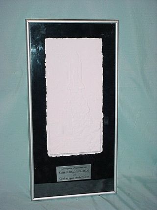 United Space Alliance Framed Impression Art Recognition Award Shuttle Tile 10x20