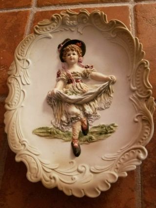 VTG 2 LEFTON CHINA WALL PLAQUES GIRL/BOY - - LABELS - HAND PAINTED - JAPAN 2
