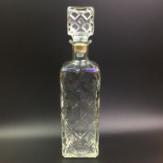 Vtg Mtc Thatcher Diamond Pattern Clear Glass Bottle Liquor Decanter Stopper