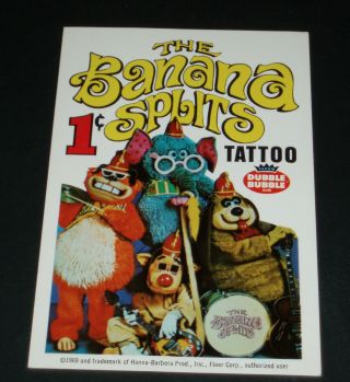 1969 Fleer Banana Splits Tattoo Bubble Gum Machine Insert Card Hanna Barbera