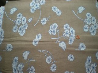Floral On Brown Vtg Feedsack Quilt Sewing Doll Clohtes Craft Cotton Fabric