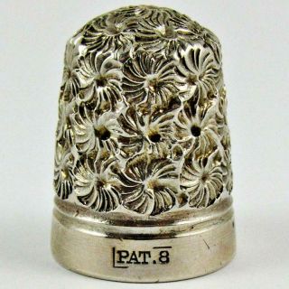 Antique Charles Horner Size 8 Daisy Dorcas English Sterling Silver Thimble