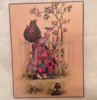 Vintage 6”x 8” Holly Hobbie Wood Wall Plaque In Nearly