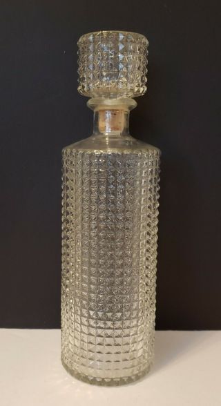 Vintage Glass Hobnail Design Whiskey/wine Decanter With Stopper 11 3/4 " Tall "