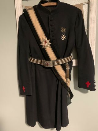 Vtg Knights Templar Mason Uniform Coat Sword Belt Sash Star Mt.  Olivet Paxton Il