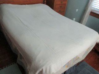 Vintage White Cotton Flannel Sheet Blanket 70 " X 60 "