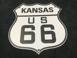 Vintage Us Route 66 Porcelain Sign Kansas Gas Oil Service Station Pump Plate