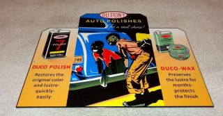 Vintage Dupont Duco Auto Polishes Black Americana Boy Car 12 " Metal Gas Oil Sign