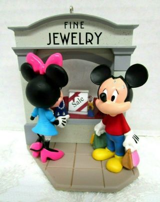 Hallmark Christmas Ornament Disney Mickey And Minnie Mouse 2008 Window Shopping