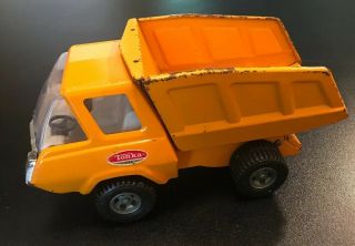 Vintage Tonka Mini Orange Cab Over Dump Truck,  Pressed Steel Toy 1970 2