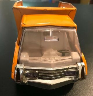 Vintage Tonka Mini Orange Cab Over Dump Truck,  Pressed Steel Toy 1970 3