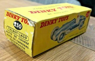 DINKY TOYS - 1:43 SCALE nº230 - TALBOT - LAGO,  RACING CAR - EMPTY BOX 2