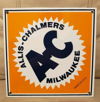 Vintage Allis - Chalmers A - C Porcelain Farm Tractor Sign Milwaukee