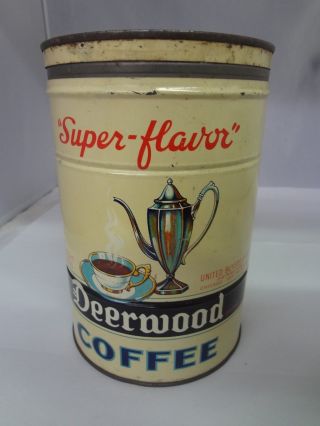 Vintage Deerwood Brand Coffee Tin Advertising Collectible Can 700 - X
