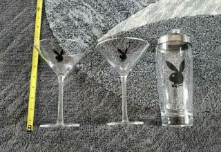 Playboy Bunny Logo Martini Glass Set Of 2 And Shaker