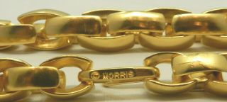 ROBERT LEE MORRIS Designer Signed GOLD tone GRADUATING HEAVY LINK NECKLACE 17.  5 