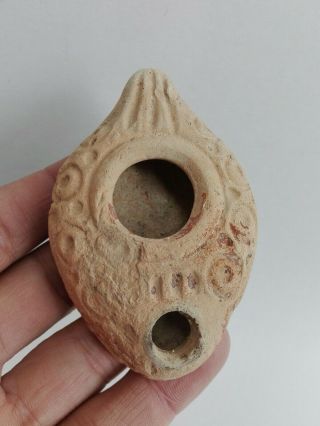 Ancient Roman Oil Lamp Pottery Century 200Ad Antique Terracotta Clay Engraved 2