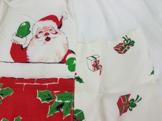 Vintage Handmade Cotton Christmas Apron Santa Pockets,  Sheer